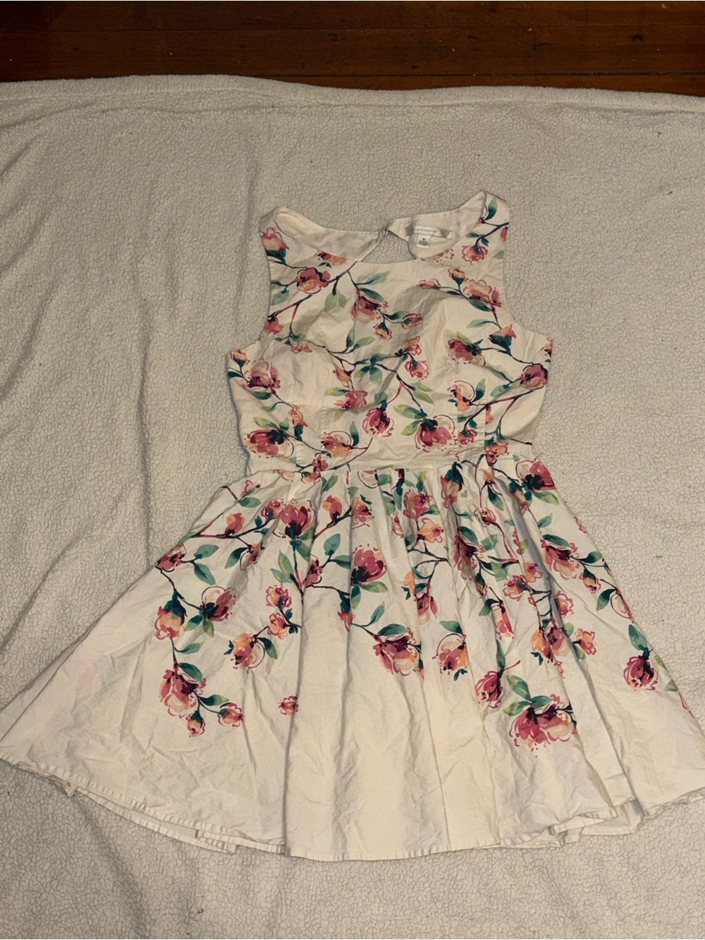 Girls White Floral Fit-and-Flare Dress